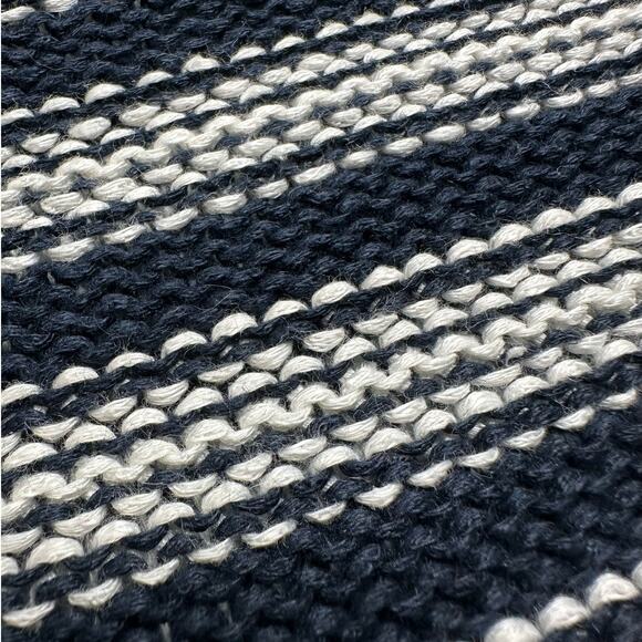 Vince: Navy Striped Knit Crew Neck Sweater - Picture 7 of 10